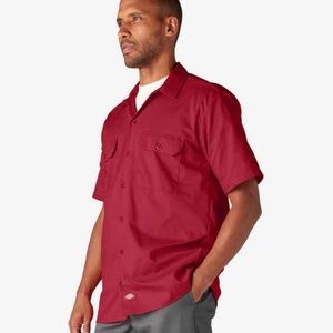 Men’s Dickies Work Shirt Red Button Down XL